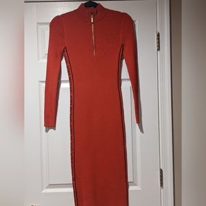 New with tag Women's XS Orange Long Sleeve Michael Kors Tapered dress